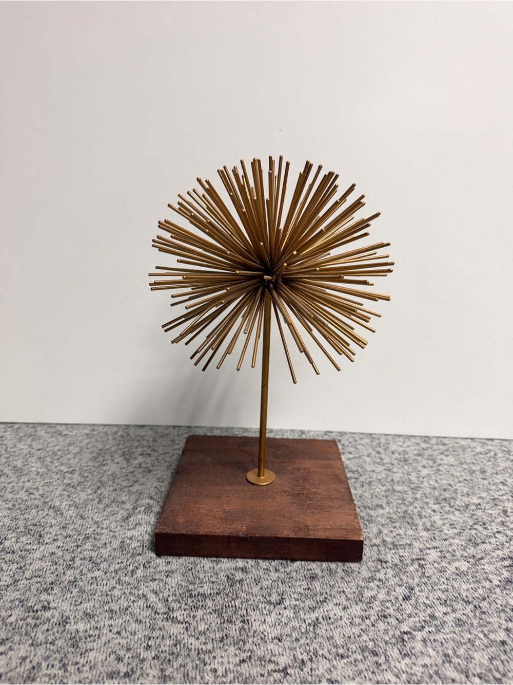 Vintage Style Gold Starburst Sculpture on Wood Base – Mid Century Modern Decor